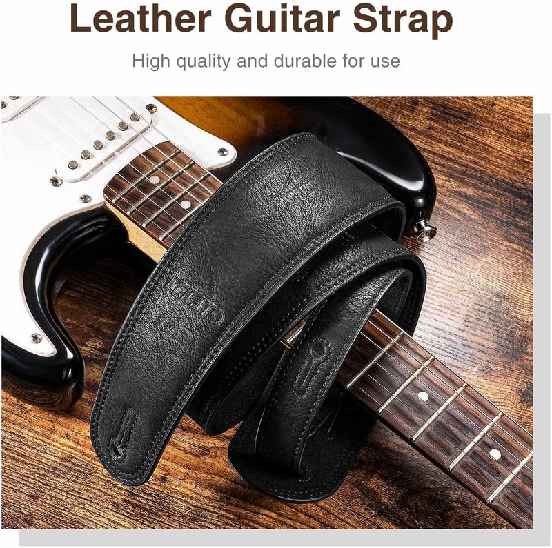 LEKATO Leathers Guitar Strap 2.5" Wide Padded Bass Strap Soft Comfortable with High Density Form Pad, Adjustable Length from 41" to 51" for Electric/Acoustic Guitar Bass,Black - Image 5